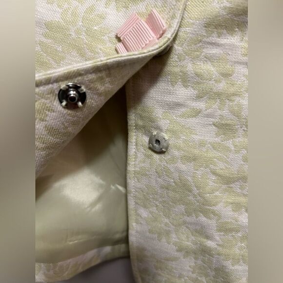 Isabel & Nina lime Green & Ivory Brocade Jacket floral blazer Womens 14 preppy - Picture 5 of 16